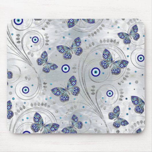 Butterfly Evil Eye Pattern auf Perle Mousepad (Vorne)