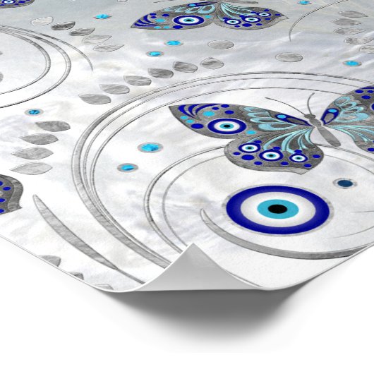 Butterfly Evil Eye Pattern auf Perle Poster (Ecke)