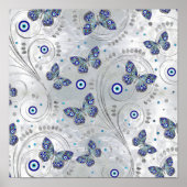 Butterfly Evil Eye Pattern auf Perle Poster (Vorne)