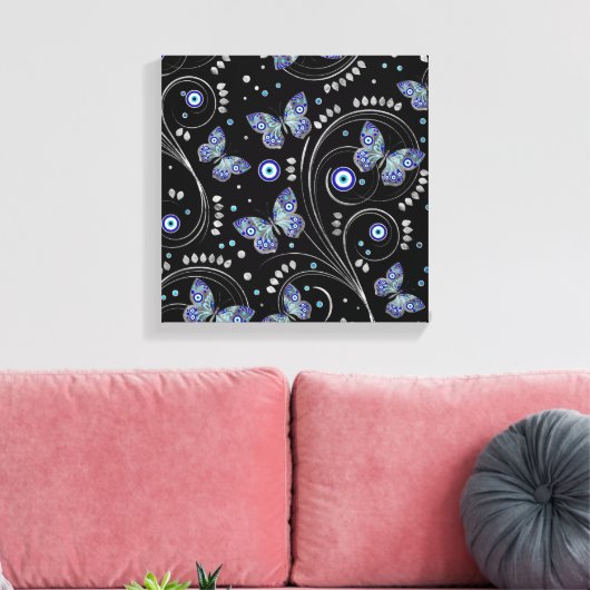 Butterfly Evil Eye Pattern Leinwanddruck (Insitu (Wohnzimmer))