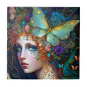 Butterfly Fairy Elf Lady Fantasy Art Fliese (Vorderseite)