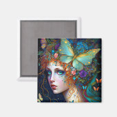 Butterfly Fairy Elf Lady Fantasy Art Magnet (Vorderseite/Rückseite)