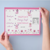 Butterfly Fairy First Birthday Chip Bag Wrapper Flyer (Hand)