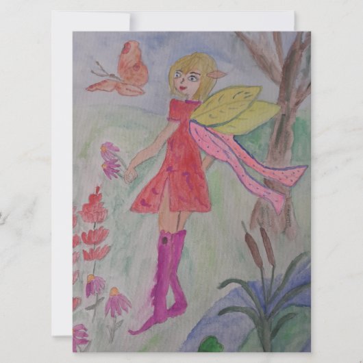 Butterfly Fairy Flat Greeting Card (Vorderseite)