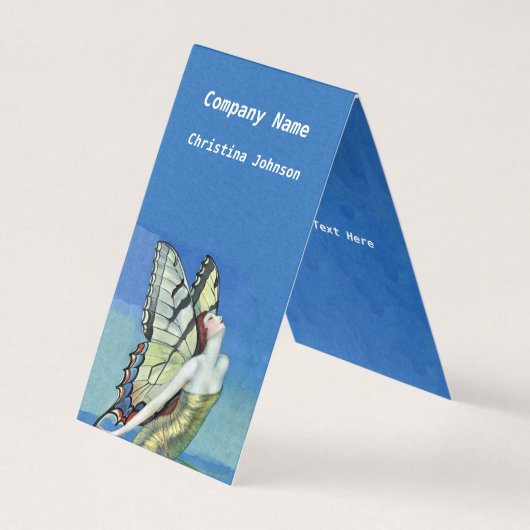 Butterfly Fairy Monarch Wings Golden Dress Blue Visitenkarten (Vorderseite)