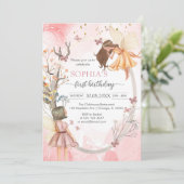 Butterfly Fairy Pink Girl Birthday Invitation Einladung (Stehend Vorderseite)