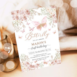 Butterfly Fairy Pink Girl Birthday Invitation Einladung