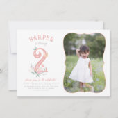 Butterfly Fairytale Floral Girl Foto Geburtstag Einladung (Vorderseite)