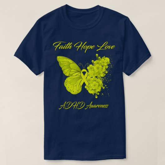 Butterfly Faith Hope Liebe ADHD Bewusstsein T-Shirt (Design vorne)