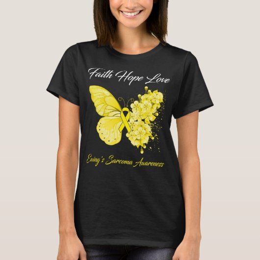 Butterfly Faith Hope Liebe Ewing's Sarcoma Awarene T-Shirt (Vorderseite)