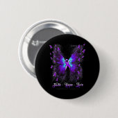 Butterfly Faith Hope Liebe Fibromyalgie Bewusstsei Button (Vorne & Hinten)