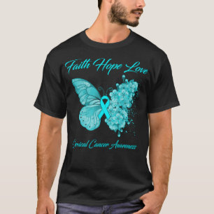 Butterfly Faith Hope Liebe Gebärmutterhalskrebs T-Shirt