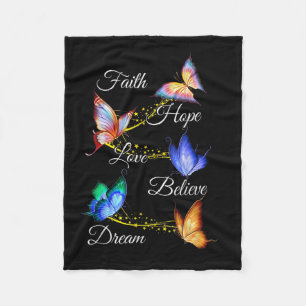 Butterfly Faith Hope Liebe glauben Traum Christlic Fleecedecke
