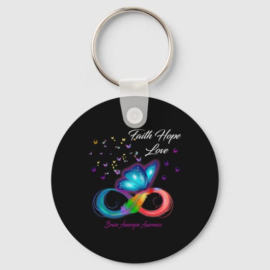Butterfly Faith Hope Liebe Hirnaneurysm Bewusstsei Schlüsselanhänger (Vorderseite)