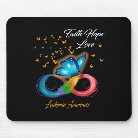 Butterfly Faith Hope Liebe Leukämie Bewusstsein Mousepad (Vorne)