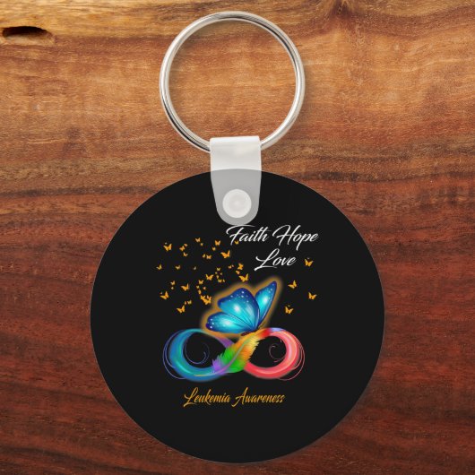 Butterfly Faith Hope Liebe Leukämie Bewusstsein Schlüsselanhänger (Vorderseite)