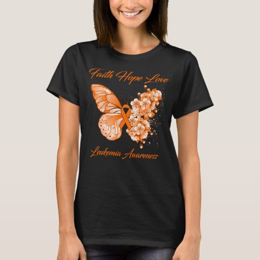 Butterfly Faith Hope Liebe Leukämie Bewusstsein T-Shirt (Vorderseite)