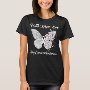 Butterfly Faith Hope Liebe Lungenkrebs Bewusstsein T-Shirt