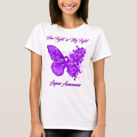 Butterfly Faith Hope Liebe Lupus Bewusstsein T-Shirt (Vorderseite)