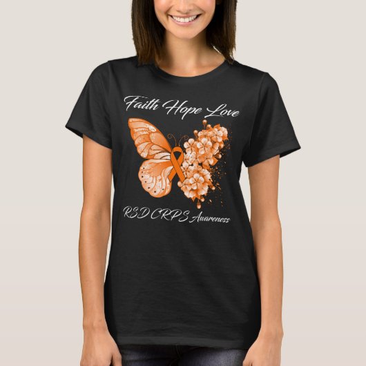 Butterfly Faith Hope Liebe RSD CRPS Bewusstsein T-Shirt (Vorderseite)