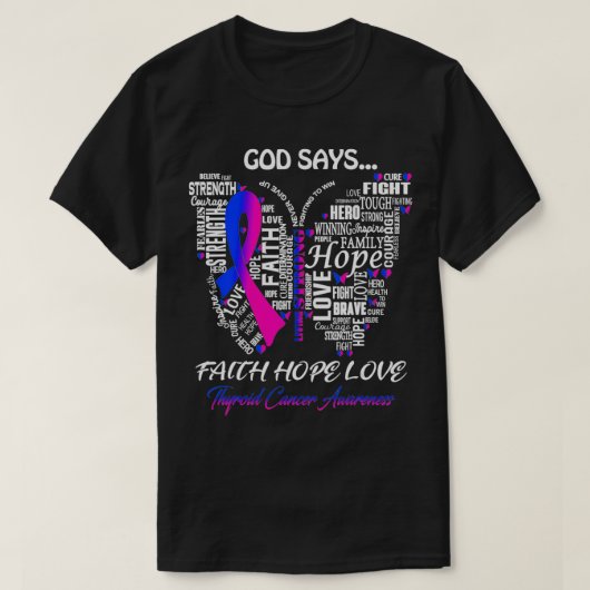 Butterfly Faith Hope Liebe Schilddrüsenkrebs Bewus T-Shirt (Design vorne)