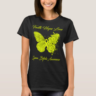 Butterfly Faith Hope Liebe Spina Bifida Bewusstsei T-Shirt