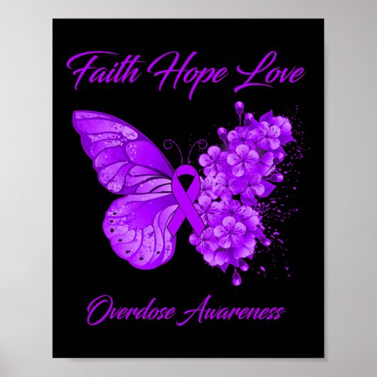 Butterfly Faith Hope Liebe Überdosierung Bewusstse Poster (Vorne)
