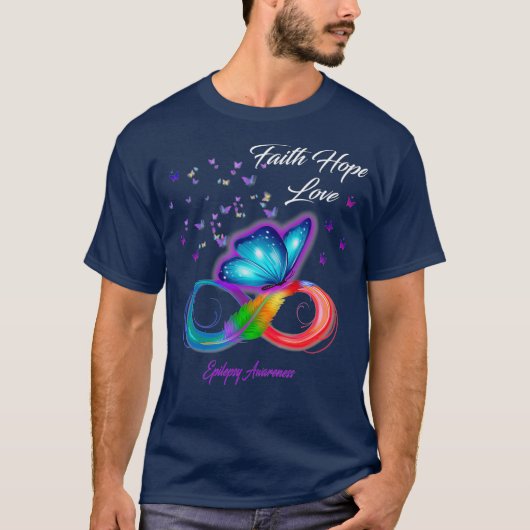 Butterfly Faith Hope Love Epilepsy Awareness T-Shirt (Vorderseite)