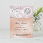 Butterfly Fantasy | Rose Gold Foil Babydusche Einladung (Stehend Vorderseite)