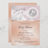 Butterfly Fantasy | Rose Gold Foil Babydusche Einladung (Vorne/Hinten)