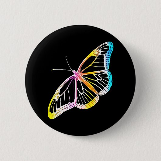 Butterfly-farbiger Monarchen-Regenbogen Zeichnend Button (Vorderseite)