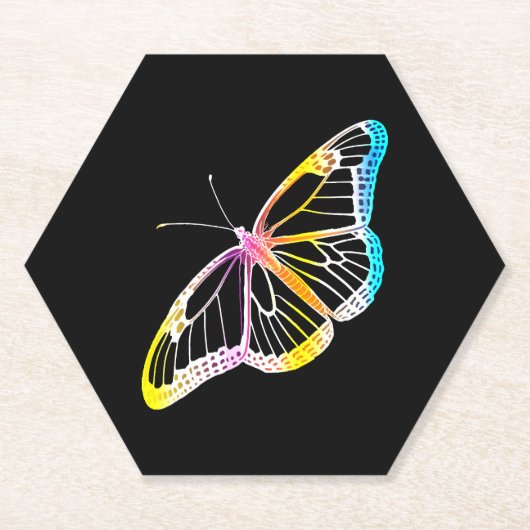 Butterfly-farbiger Monarchen-Regenbogen Zeichnend Untersetzer (Vorderseite)