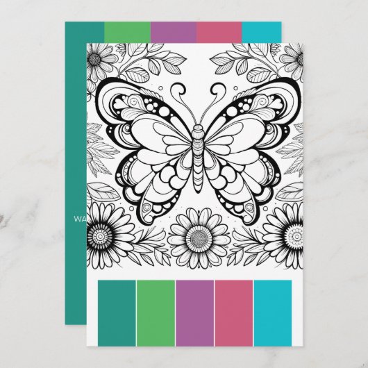 Butterfly-Farbkarten Entspannungstools Einladung (Vorne/Hinten)
