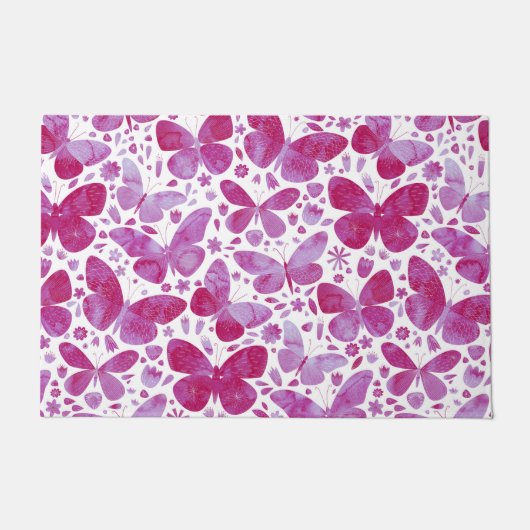 Butterfly-Farbmuster Rosa Fußmatte (Vorderseite)