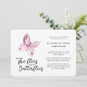 Butterfly-Feier zum Lebensdenkmal Einladung (Stehend Vorderseite)