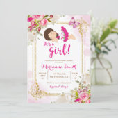 Butterfly Fiesta Mexican Pink Blume Babydusche Einladung (Stehend Vorderseite)