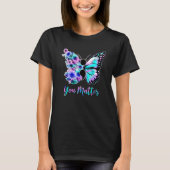 Butterfly Fighter Survivor Suicide Awareness Menta T-Shirt (Vorderseite)