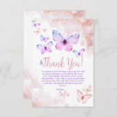 Butterfly First Birthday Girl 1. Dankeschön Karte (Vorne/Hinten)