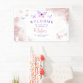 Butterfly First Birthday Girl 1. Pink Banner (Insitu)