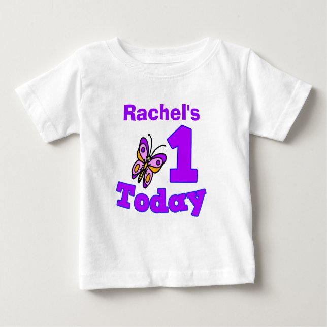Butterfly First Birthday Girl Shirt (Vorderseite)