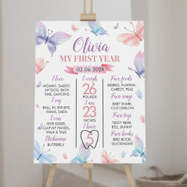 Butterfly First Birthday Milestone Poster