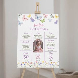 Butterfly First Birthday Party Meilenstein Poster