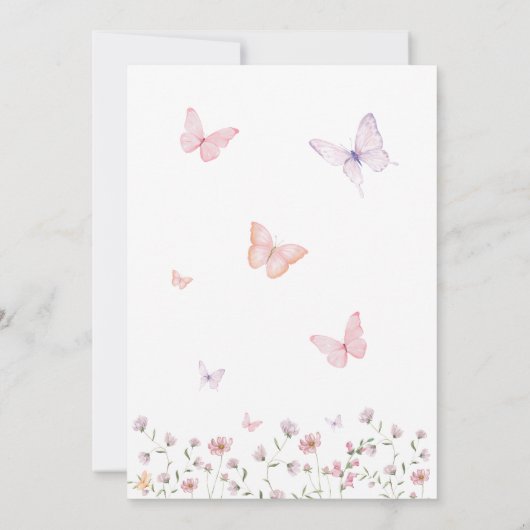 Butterfly First Geburtstag Einladung (Rückseite)