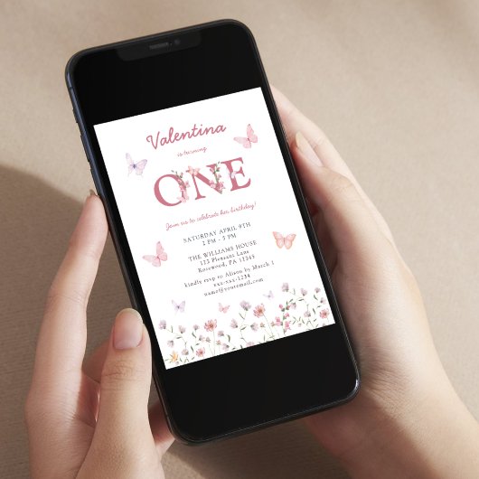 Butterfly First Geburtstag Einladung