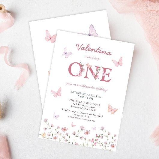 Butterfly First Geburtstag Einladung