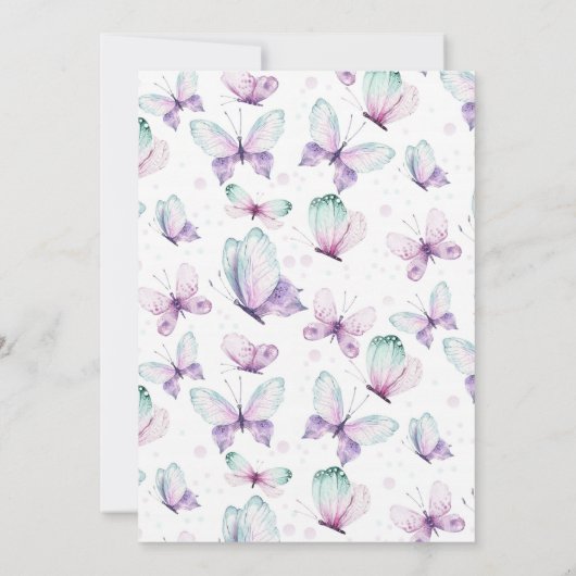 Butterfly First Geburtstag Einladung (Rückseite)