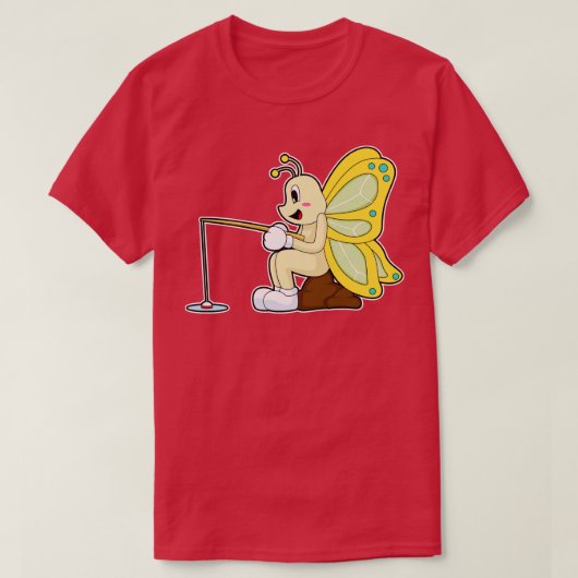 Butterfly Fisher Angelrute T-Shirt (Design vorne)