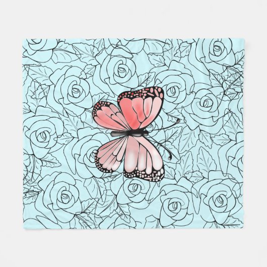 Butterfly Fleece Blanket Rose - Ihre Farben (Vorderseite (Horizontal))