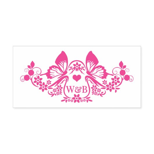 Butterfly Floral ab 2 Initial Couple Monogram #92 Permastempel (Design)