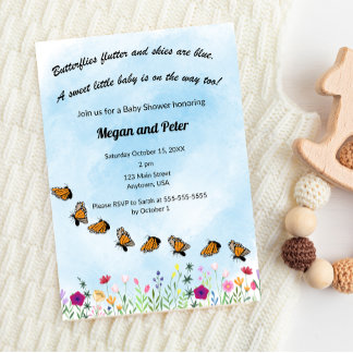 Butterfly Floral Baby Dusche Einladung